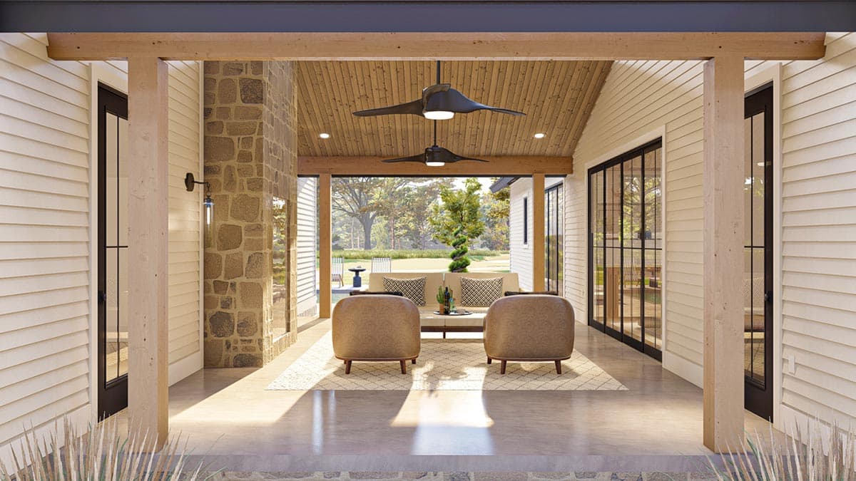 Plan 623150DJ: 2 Bed Cottage with Dogtrot Attached to Poolhouse - Image #9 - Cottage, Country, Ranch, Rustic, Southern, Traditional, Vacation