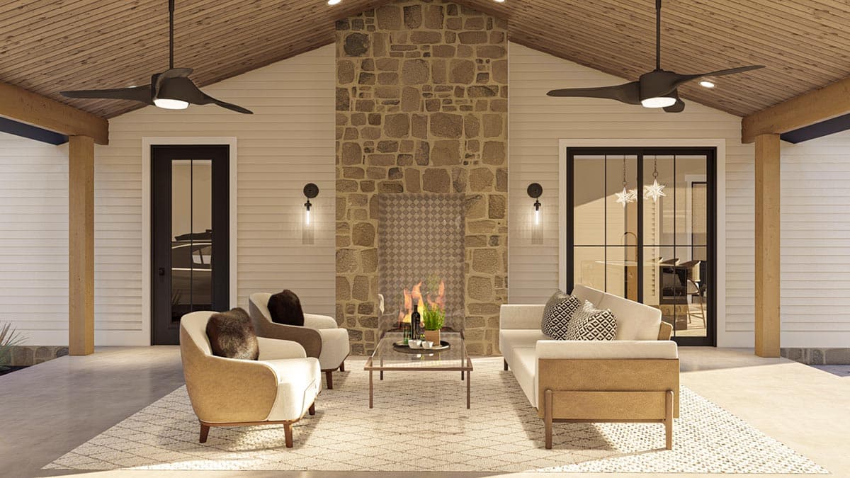 Plan 623150DJ: 2 Bed Cottage with Dogtrot Attached to Poolhouse - Image #10 - Cottage, Country, Ranch, Rustic, Southern, Traditional, Vacation