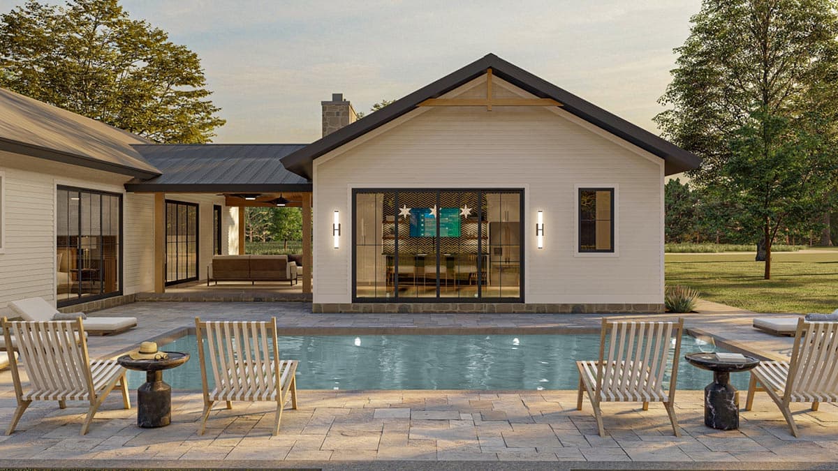 Plan 623150DJ: 2 Bed Cottage with Dogtrot Attached to Poolhouse - Image #11 - Cottage, Country, Ranch, Rustic, Southern, Traditional, Vacation