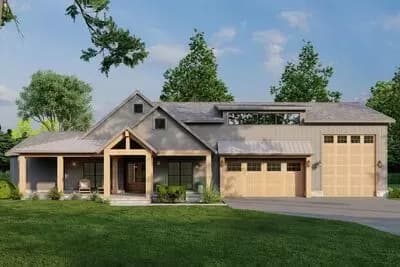 Single Story 4-Bed Modern Farmhouse Plan with RV Garage