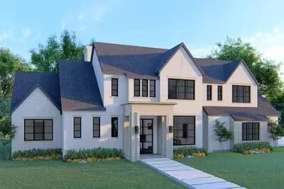 4-Bed 4000 Square Foot Transitional Home Plan with Painted Brick Exterior
