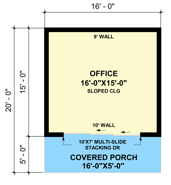Plan 420078WNT: 240 Square Foot Modern Backyard Office Plan - Floor Plan - Main Level - Contemporary, Mid Century Modern, Modern