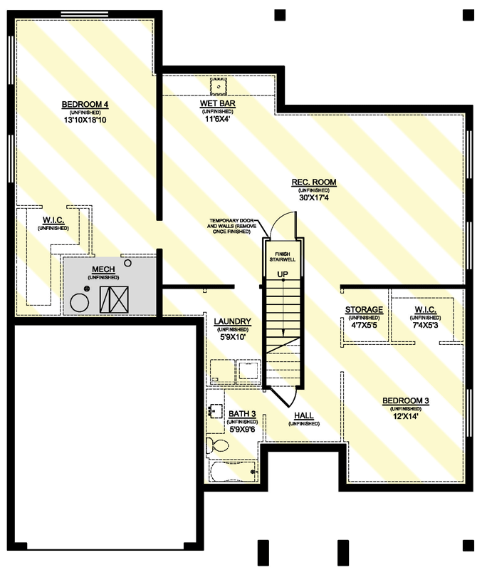 Plan 370039SEN: 2-Bed 1700 Square Foot Home Plan with Lower Level Expansion - Floor Plan - Optionally Finished Lower Level - Country, Craftsman, New American, Traditional