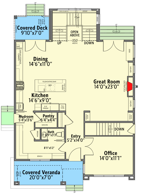 Plan 81791AB: Modern Northwest Home Plan with Rooftop Deck and 2-Bed Basement Suite - Floor Plan - Main Level - Contemporary, Mid Century Modern, Modern, Northwest