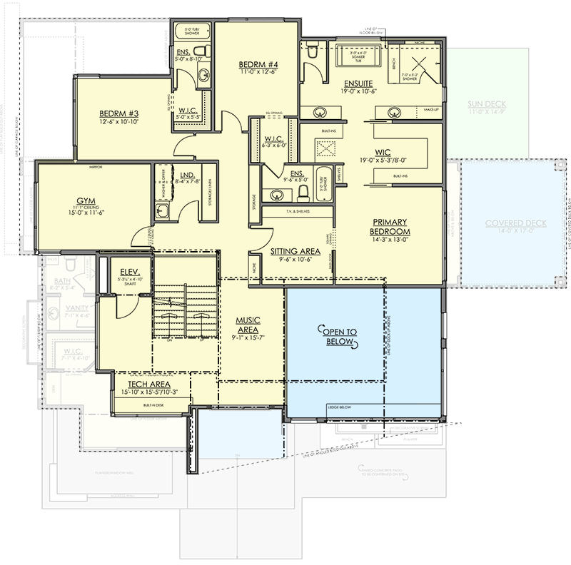 Plan 81792AB: Modern Home Plan with Rooftop Deck and Elevator - Floor Plan - 2nd Floor - Contemporary, Modern, Northwest