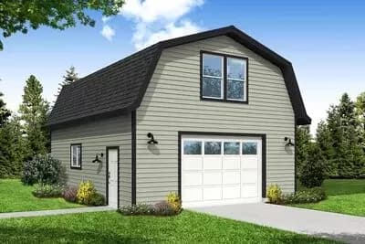 Farmhouse-style 597 Square Foot 1-Car Garage with Storage Above