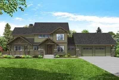 3100 Square Foot Craftsman Mountain Lodge House Plan with Vaulted Great Room