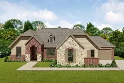 3-Bed Rustic Ranch House Plan with 3-Car Garage and Office