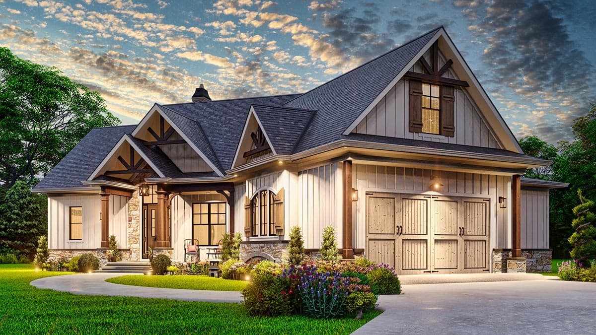 Plan 25786GE: One-Story Rustic Craftsman Under 1800 Square Foot with Angled 2-Car Garage - Image #5 - Country, Craftsman, Mountain, New American, Ranch, Rustic