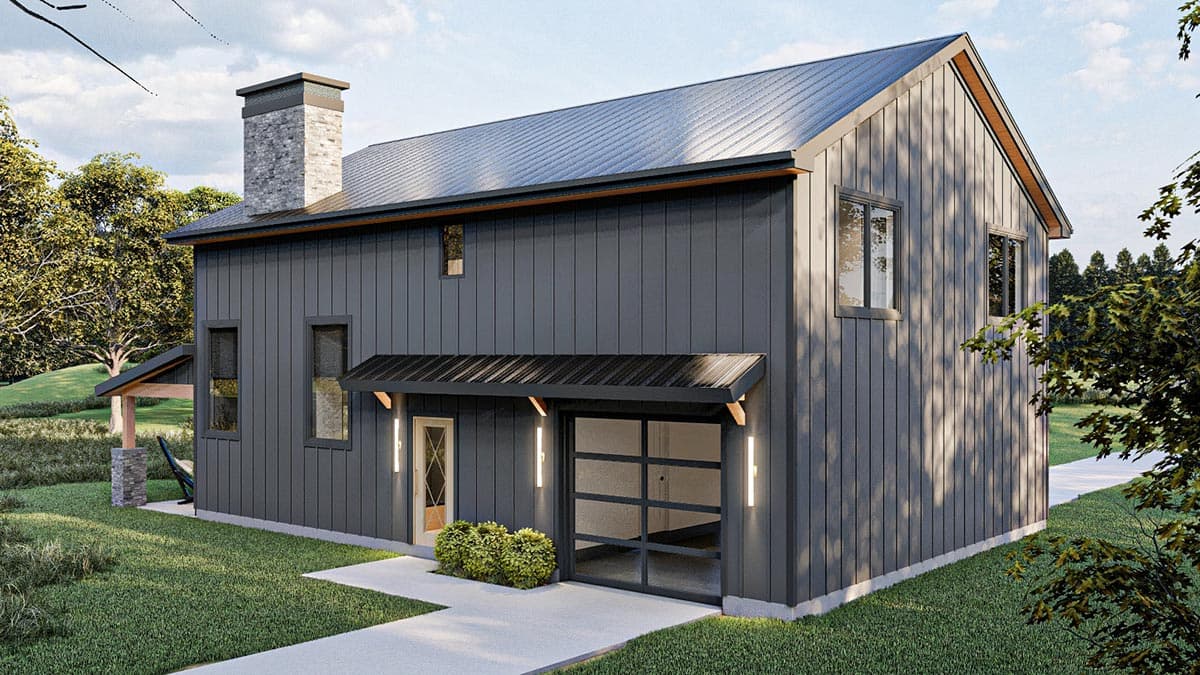 Plan 623152DJ: 2-Story Barndominium with Drive-thru Garage - 1690 Sq Ft - Image #5 - Barndominium, Cabin, Cottage, Country, Craftsman, Ranch, Rustic, Southern