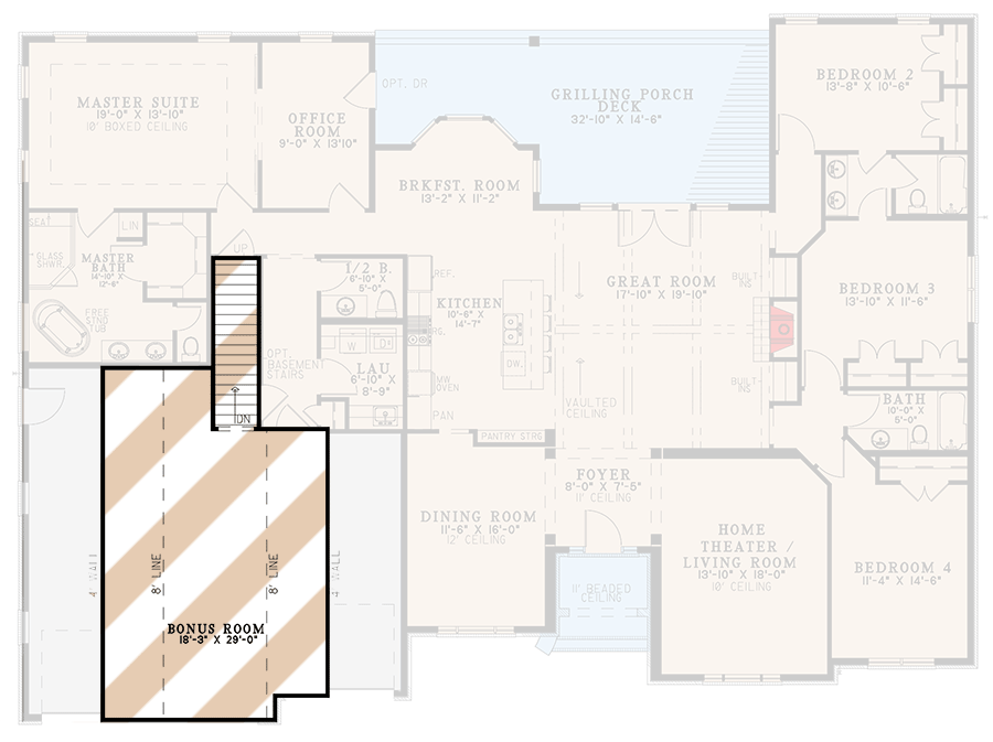 Plan 70797MK: 3000 Square Foot 4 Bed House Plan with a Brick Exterior and Bonus Expansion - Floor Plan - 2nd Floor - Ranch, Traditional, Transitional