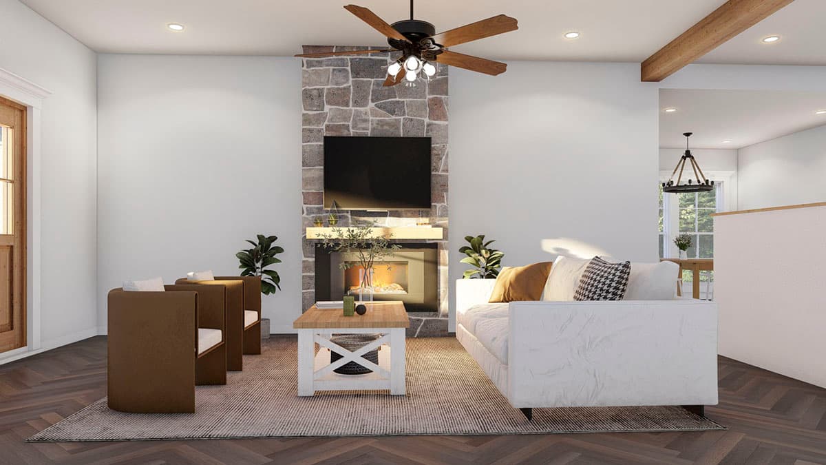 Plan 70799MK: Modern Farmhouse with Matching French Door Entries, Wraparound Porch, and a Pet Shower - 2182 Sq Ft - Image #5 - Cottage, Country, Farmhouse, Modern Farmhouse, New American, Traditional