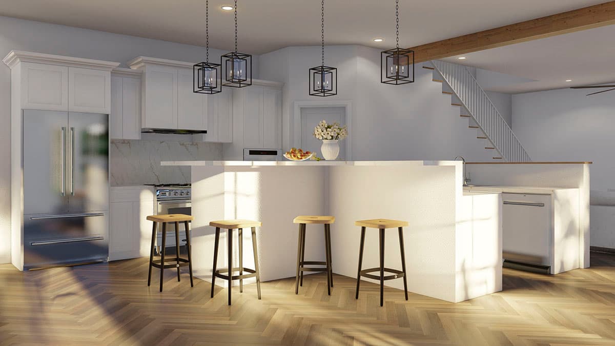 Plan 70799MK: Modern Farmhouse with Matching French Door Entries, Wraparound Porch, and a Pet Shower - 2182 Sq Ft - Image #6 - Cottage, Country, Farmhouse, Modern Farmhouse, New American, Traditional