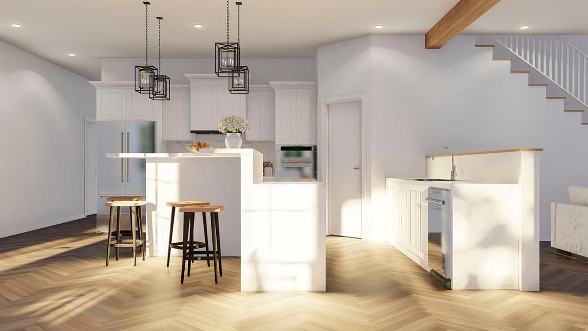 Plan 70799MK: Modern Farmhouse with Matching French Door Entries, Wraparound Porch, and a Pet Shower - 2182 Sq Ft - Image #7 - Cottage, Country, Farmhouse, Modern Farmhouse, New American, Traditional