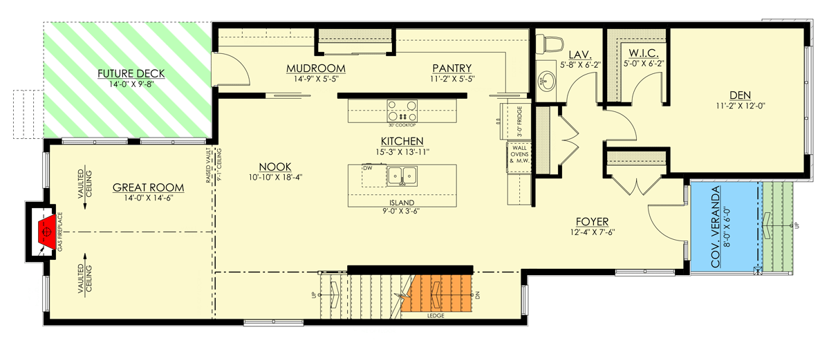 Plan 81795AB: 2-Story Transitional Home Plan Under 26-Feet Deep - Floor Plan - Main Level - Traditional, Transitional