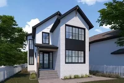 2-Story Transitional Home Plan Under 26-Feet Deep