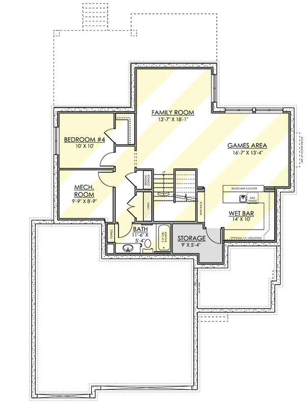 Plan 81796AB: Contemporary 2-Story House Plan with Bonus Room and Finished Basement - Floor Plan - Lower Level - Contemporary, Modern, Northwest