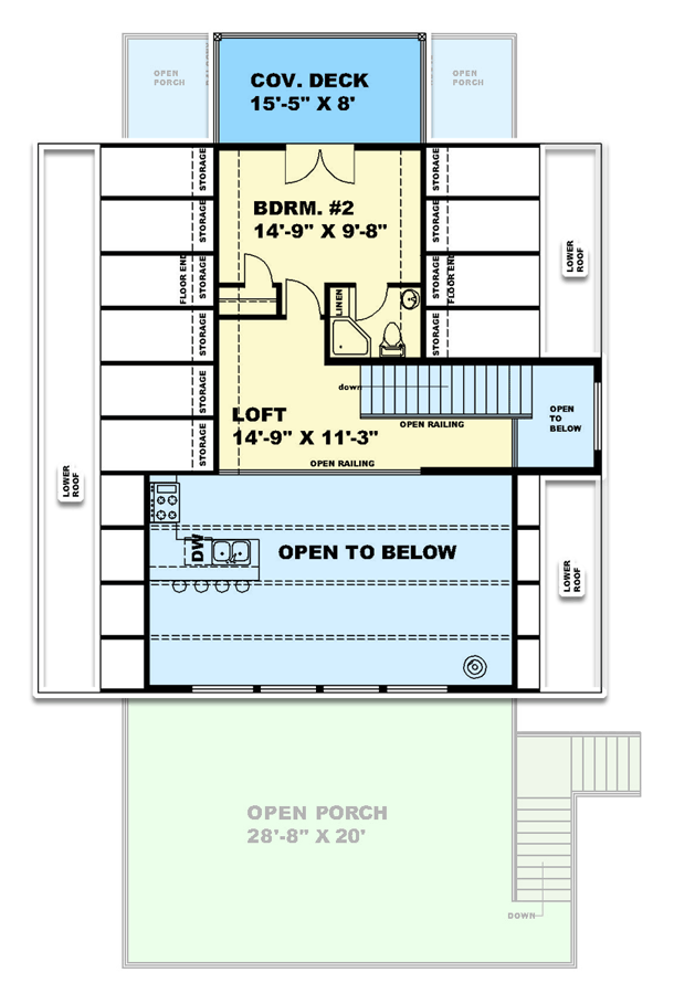 Plan 35068GH: 1500 Square Foot A-Frame House Plan with Home Theater with Wet Bar - Floor Plan - 2nd Floor - A-Frame, Cabin, Contemporary, Mountain, Rustic, Vacation