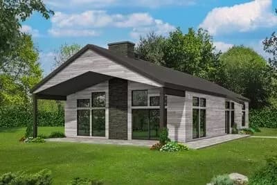 2-Bed Rustic Contemporary House Plan Under 2000 Square Feet with Home Office