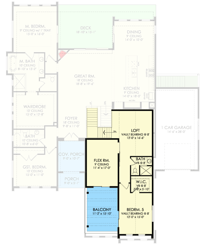 Plan 490072NAH: Contemporary Euro-style House Plan Under 3500 Square Feet with 2-Story Great Room - Floor Plan - 2nd Floor - Contemporary, European, Transitional