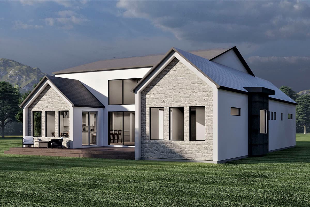 Plan 490072NAH: Contemporary Euro-style House Plan Under 3500 Square Feet with 2-Story Great Room - Image #4 - Contemporary, European, Transitional