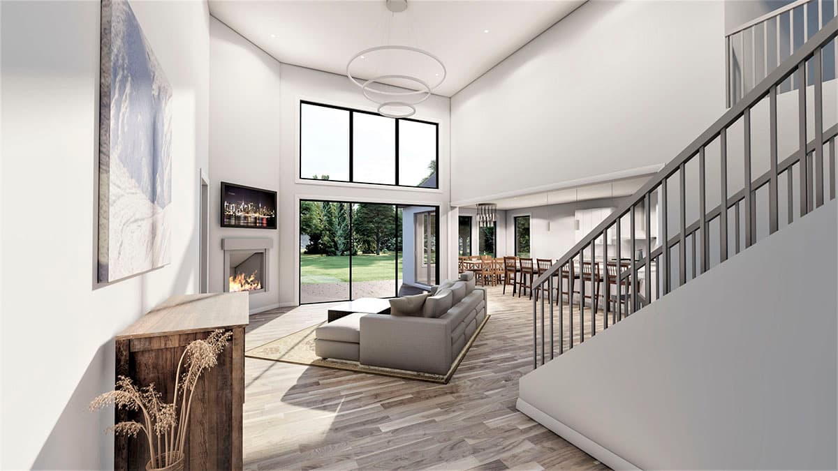 Plan 490072NAH: Contemporary Euro-style House Plan Under 3500 Square Feet with 2-Story Great Room - Image #6 - Contemporary, European, Transitional