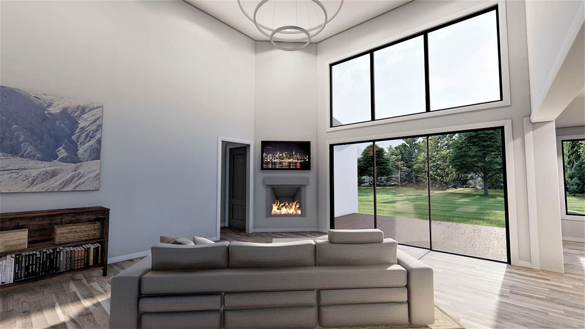 Plan 490072NAH: Contemporary Euro-style House Plan Under 3500 Square Feet with 2-Story Great Room - Image #7 - Contemporary, European, Transitional