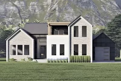 Contemporary Euro-style House Plan Under 3500 Square Feet with 2-Story Great Room