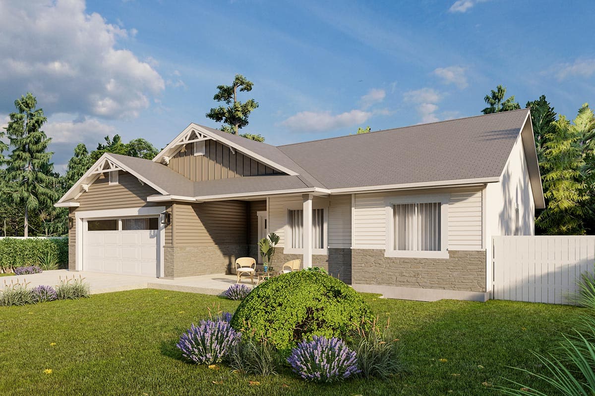 Plan 61409UT: 3-Bed Craftsman Ranch Plan with Vaulted Family Room - Image #8 - Craftsman, New American, Ranch