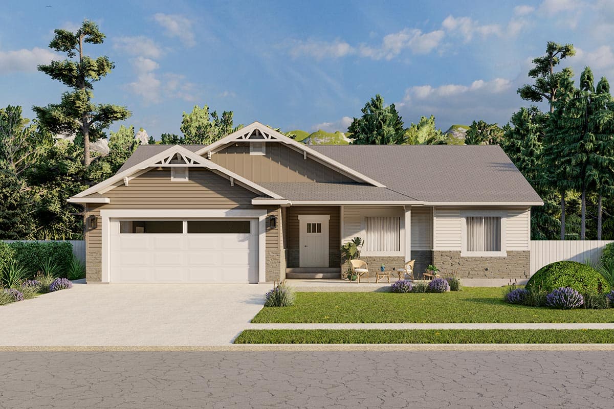 Plan 61409UT: 3-Bed Craftsman Ranch Plan with Vaulted Family Room - Image #9 - Craftsman, New American, Ranch