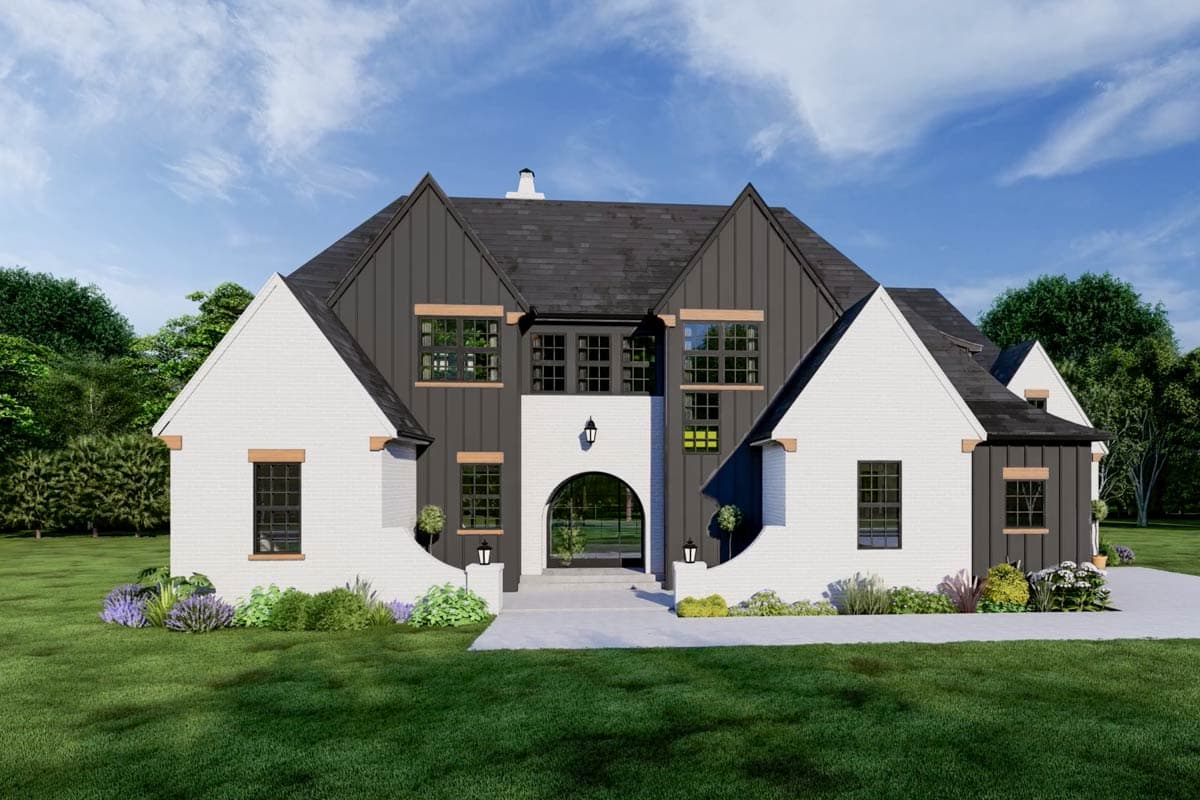 Plan 93052EL: 4-Bed European Transitional Home Plan with Pool Concept and Home Office - 3717 Sq Ft - Image #5 - Country, European, French Country, New American, Transitional