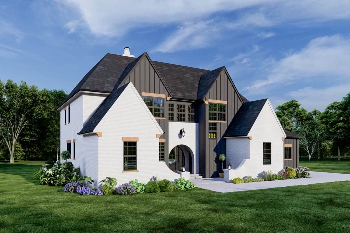 Plan 93052EL: 4-Bed European Transitional Home Plan with Pool Concept and Home Office - 3717 Sq Ft - Image #6 - Country, European, French Country, New American, Transitional