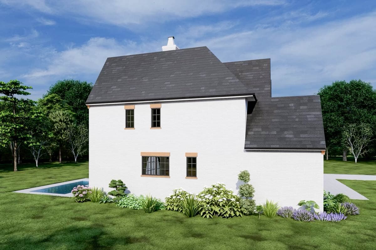 Plan 93052EL: 4-Bed European Transitional Home Plan with Pool Concept and Home Office - 3717 Sq Ft - Image #12 - Country, European, French Country, New American, Transitional