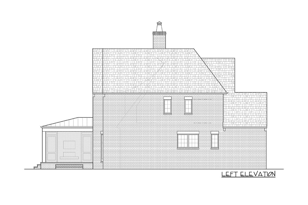 Plan 93052EL: 4-Bed European Transitional Home Plan with Pool Concept and Home Office - 3717 Sq Ft - Image #38 - Country, European, French Country, New American, Transitional