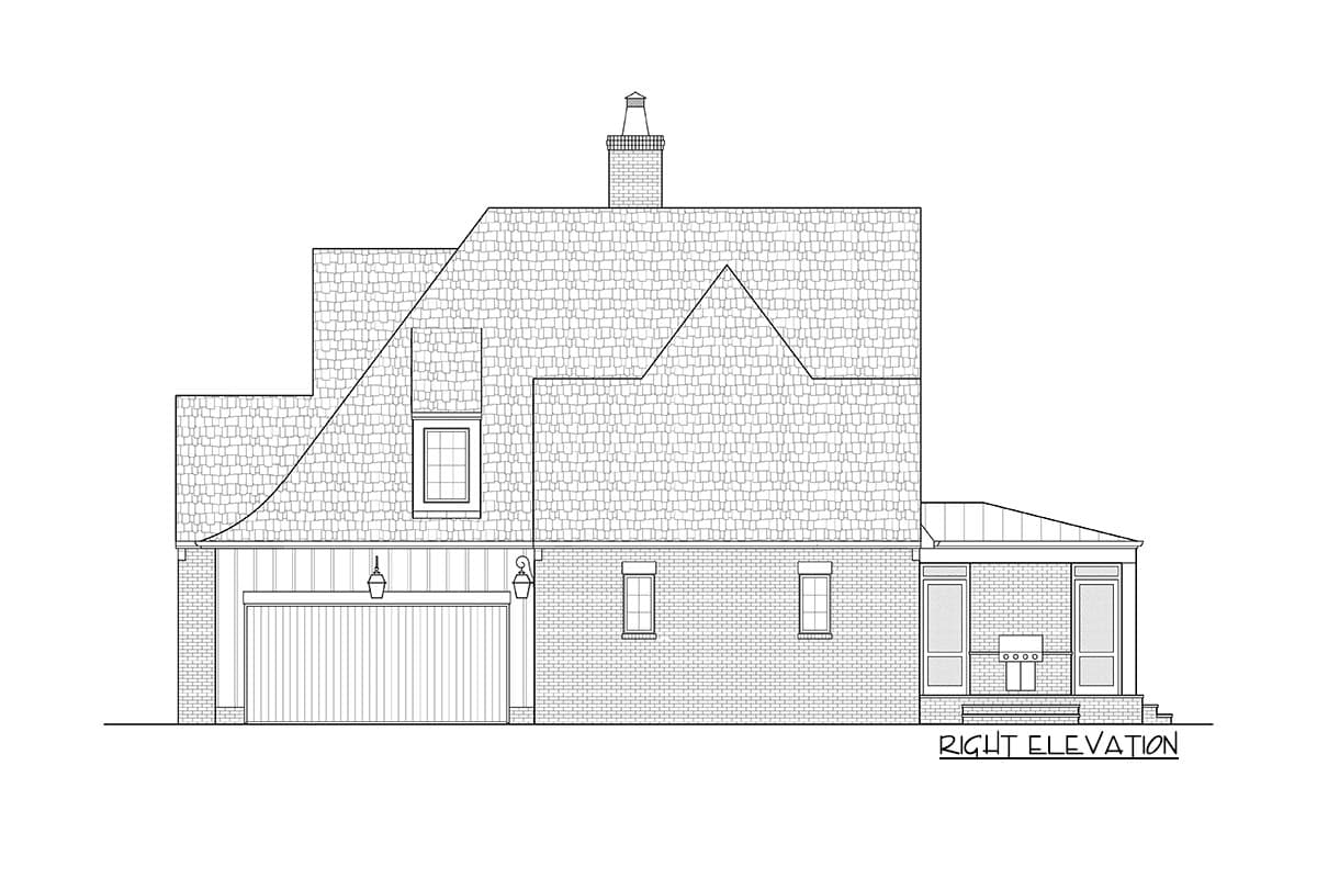 Plan 93052EL: 4-Bed European Transitional Home Plan with Pool Concept and Home Office - 3717 Sq Ft - Image #40 - Country, European, French Country, New American, Transitional