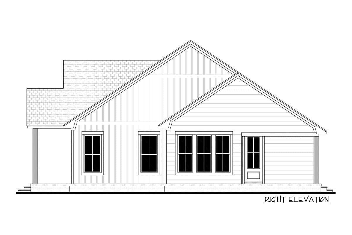 Plan 51929HZ: 2-Bed Modern Farmhouse Cottage Home Plan under 1400 Square Feet - Image #5 - Cottage, Country, Craftsman, Modern Farmhouse, Traditional, Vacation