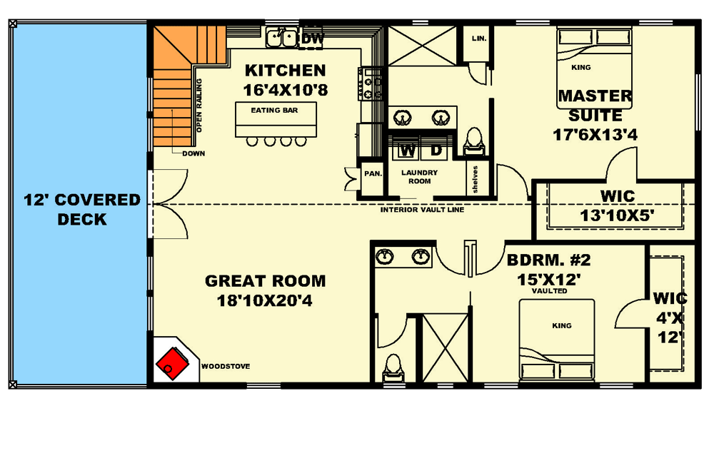 Plan 35140GH: 2400 Square Foot Shop House Plan with Two Separate-But-Connected Apartments - Floor Plan - 2nd Floor - Barndominium, Contemporary, Country, Mountain, Rustic