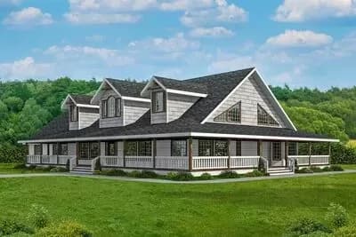 4100 Square Foot Country Home Plan with Loft and Wraparound Porch