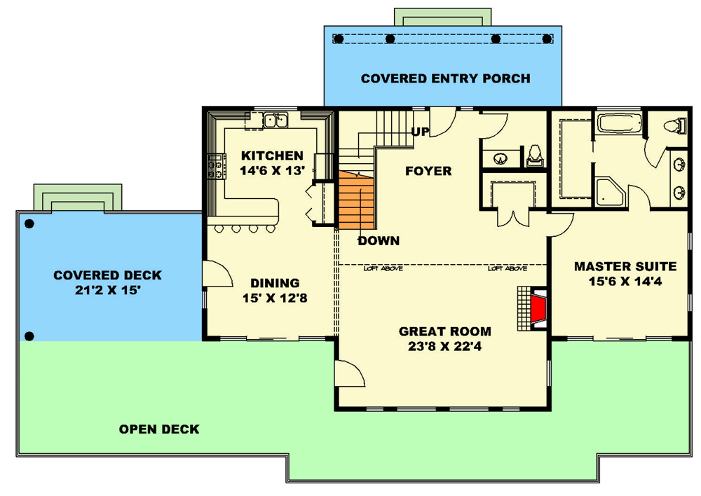 Plan 35154GH: 4-Bed Rustic Country Home Plan with Home Office and Sauna - Floor Plan - Main Level - Country, Mountain, Rustic