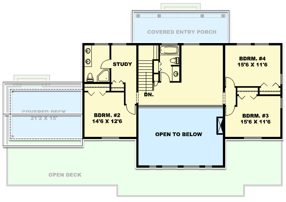 Plan 35154GH: 4-Bed Rustic Country Home Plan with Home Office and Sauna - Floor Plan - 2nd Floor - Country, Mountain, Rustic