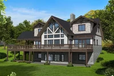 4-Bed Rustic Country Home Plan with Home Office and Sauna