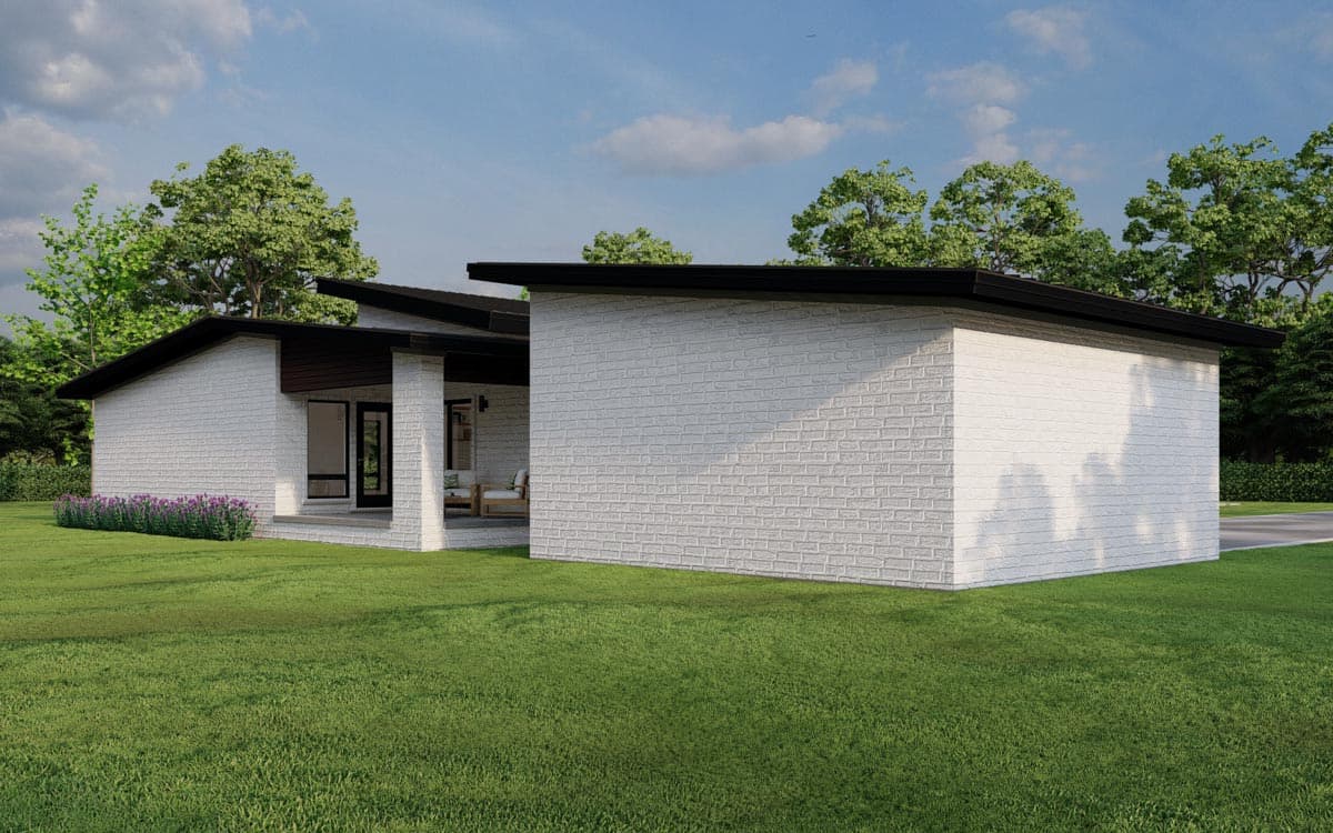 Plan 70823MK: 3-Bed Modern House Plan Under 2000 Square Feet with Detached Garage  - Image #4 - Contemporary, Mid Century Modern, Modern, Northwest, Ranch