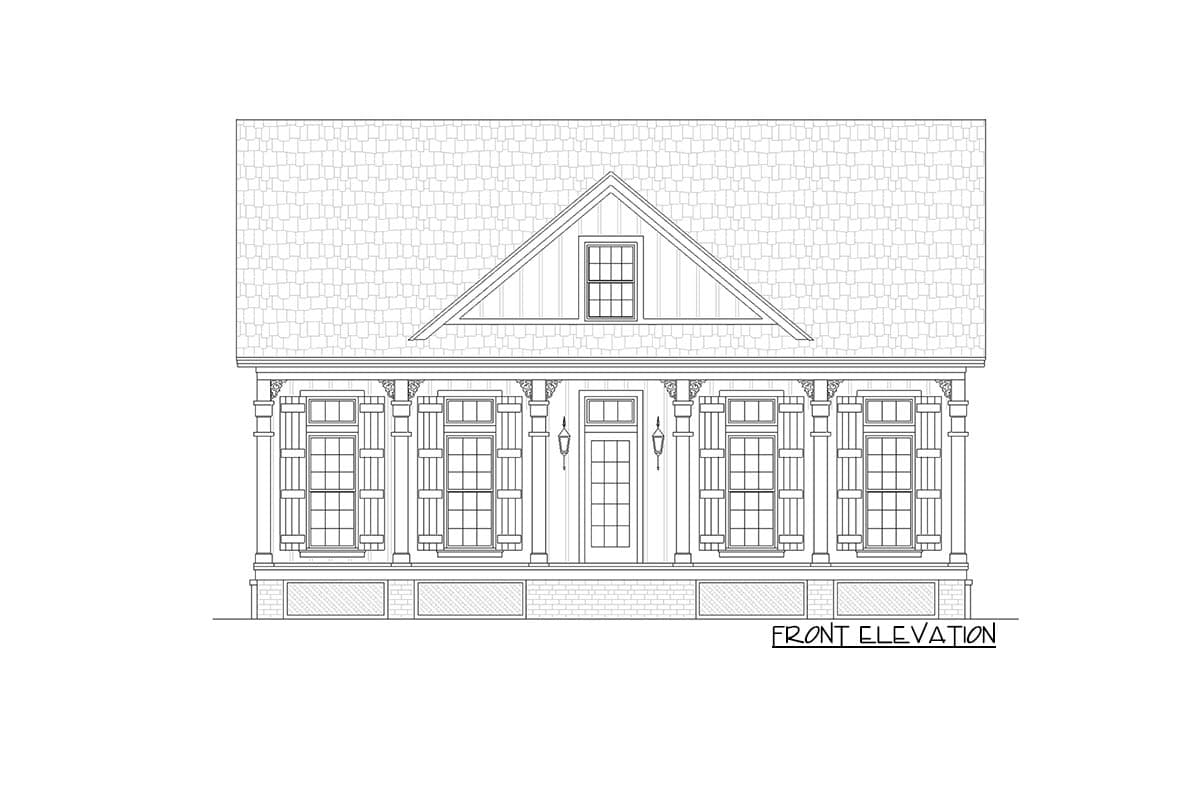 Plan 55224BR: 2-Bed Cottage Under 1100 Square Feet with 2-Story Living Room - Image #4 - Cottage, Country, Southern, Traditional