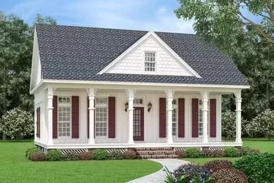 2-Bed Cottage Under 1100 Square Feet with 2-Story Living Room