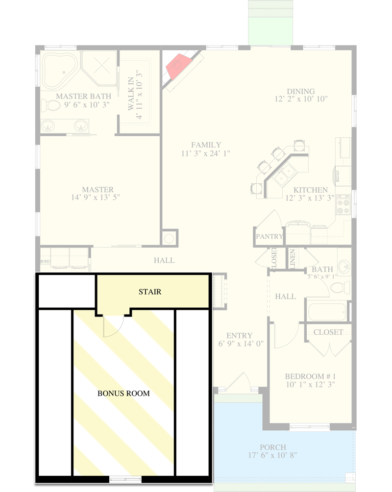 Plan 61394UT: Stone-clad Bungalow with 3-Bed Basement Apartment - Floor Plan - Bonus - Bungalow, Craftsman
