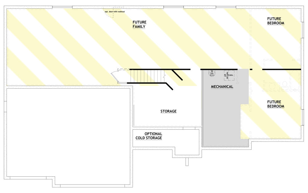 Plan 849007PGE: 2000 Square Foot Traditional Ranch Home Plan with Split Bedroom Layout - Floor Plan - Lower Level - Craftsman, New American, Ranch, Traditional