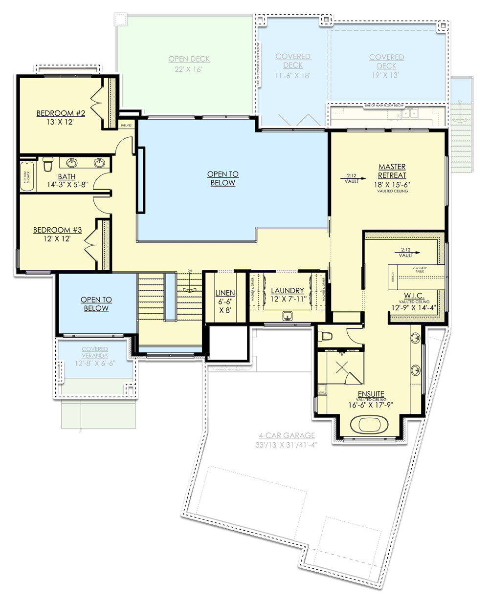 Plan 81799AB: Contemporary Home Plan with Two-story Great Room and Golf Simulator - Floor Plan - 2nd Floor - Contemporary, Mid Century Modern, Modern, Northwest