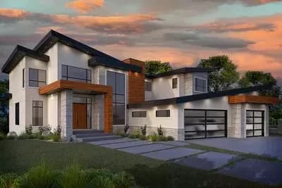 Contemporary Home Plan with Two-story Great Room and Golf Simulator