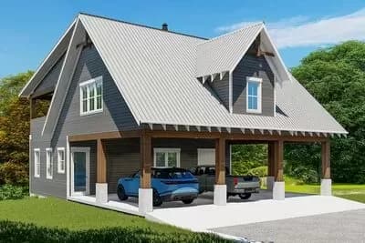 1-Bed Guesthouse with 3-Car Carport and an Upper Floor Porch