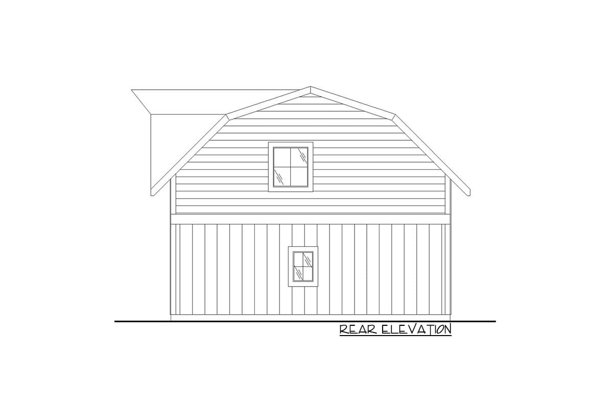 Plan 35205GH: 781 Square Foot Barn-like ADU with Gambrel Roof - Image #4 - Barndominium, Carriage, Country, Craftsman, Mountain, Rustic